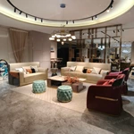 Modern Luxury Sofa Set with Multi-Process Quilted Craftsmanship, High-Gloss Natural Wood Veneer & Gold Stainless Steel Accents